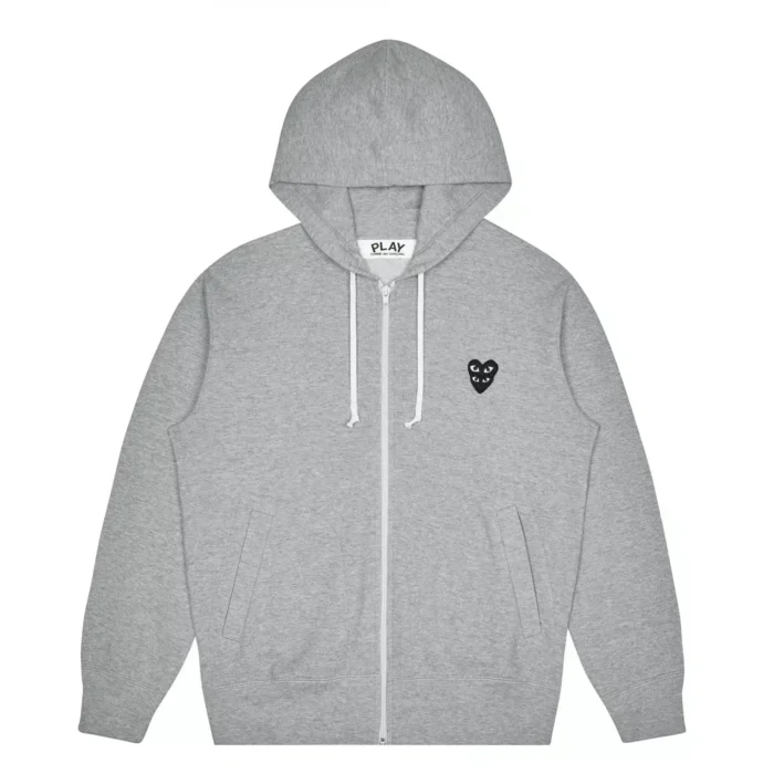 Sweat à capuche zippé Play CDG gris avec logo Sweat à capuche zippé Play CDG gris avec logo